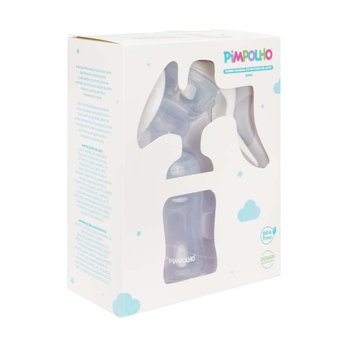 Bomba Extratora de Leite Manual Pimpolho - 180ml com Funil de Silicone
