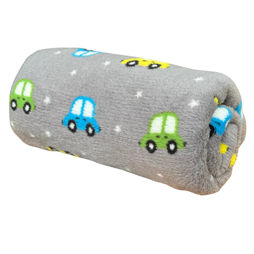 Manta Amiga Cegonha Carrinhos em Microfibra – Cinza 100x70cm