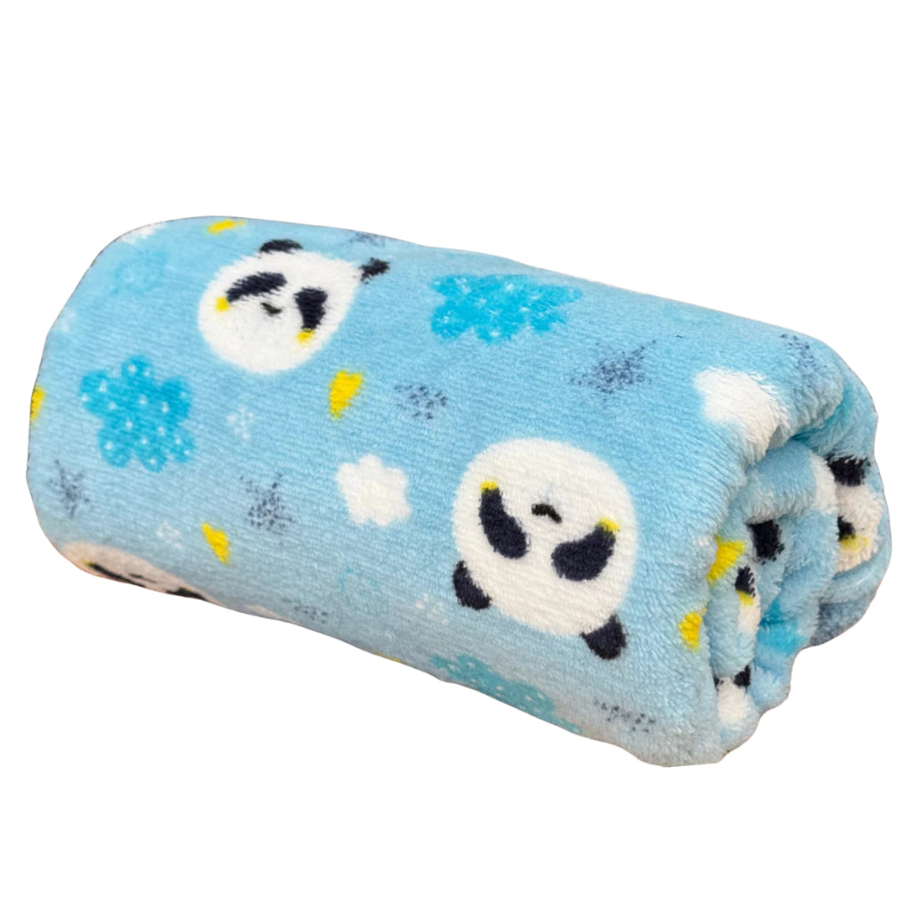 Manta Amiga Cegonha Panda em Microfibra – Azul 100x70cm