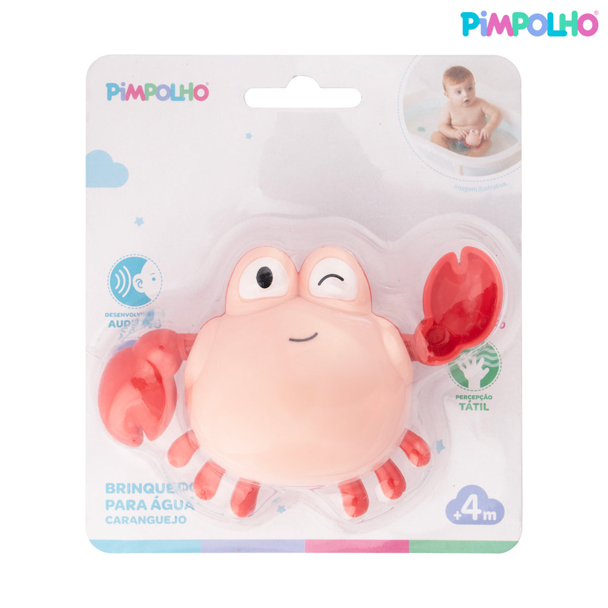 Brinquedo Bebê Pimpolho Banho Caranguejo Dar Corda Interativo
