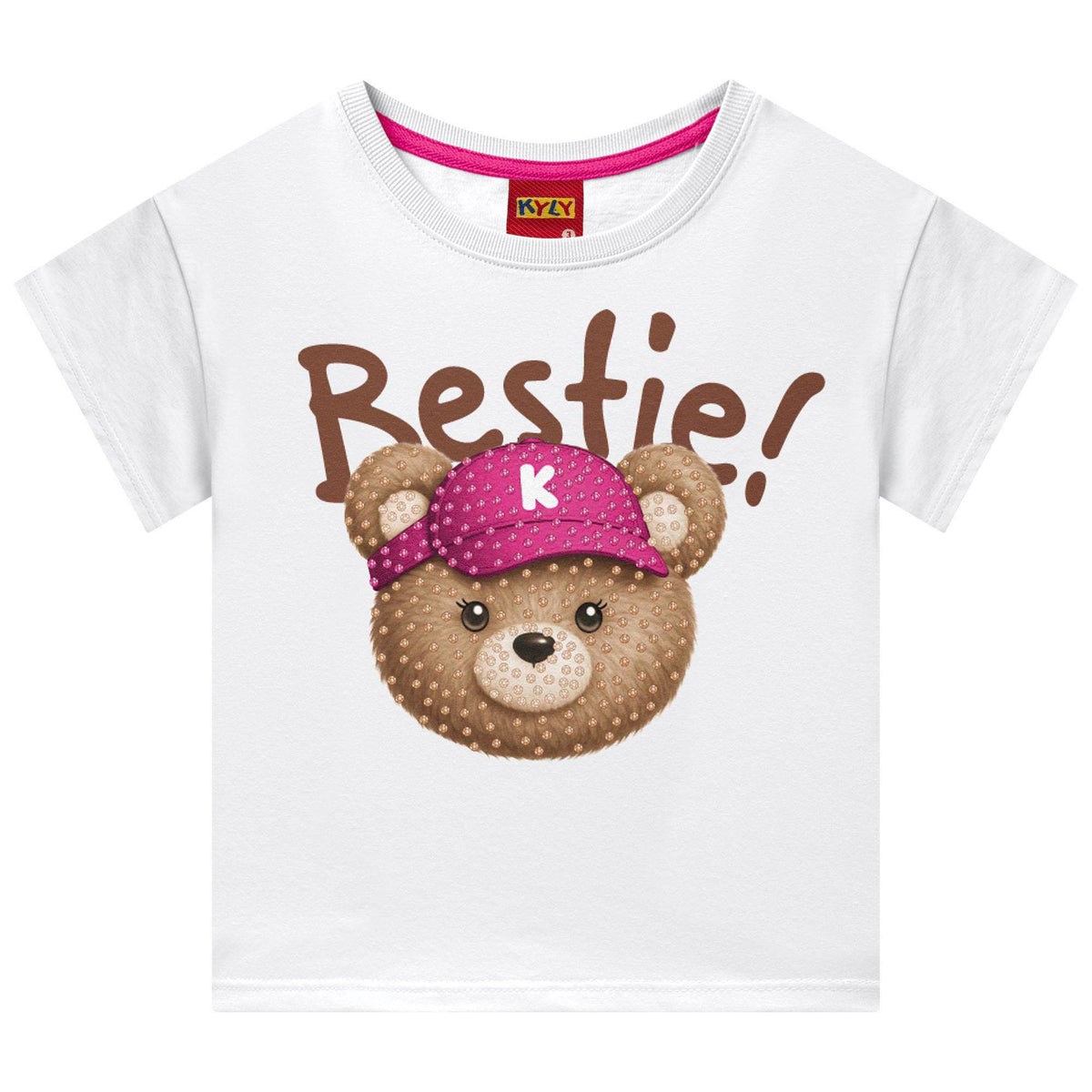 Blusa Cropped Infantil Bebê Kyly Ursinha Bestie em Algodão