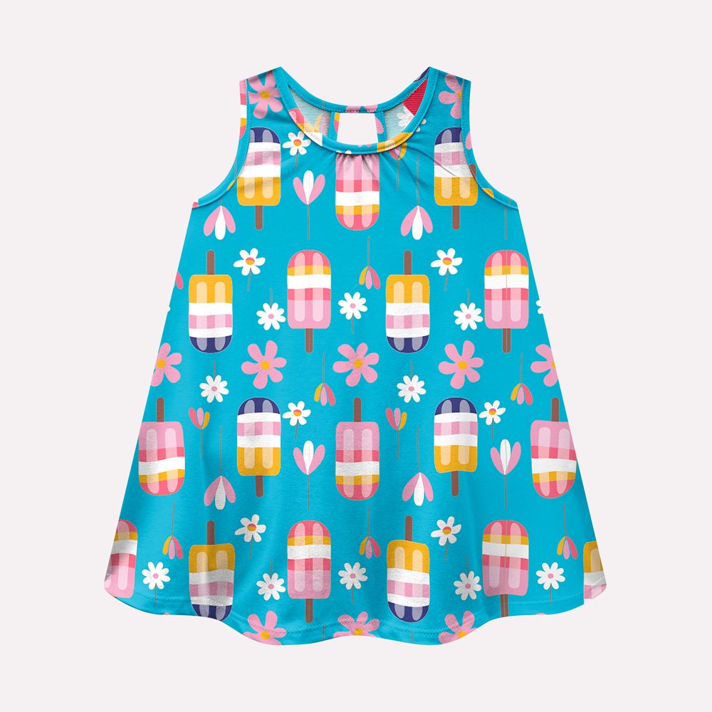 Vestido Infantil Kyly Picolés e Flores
