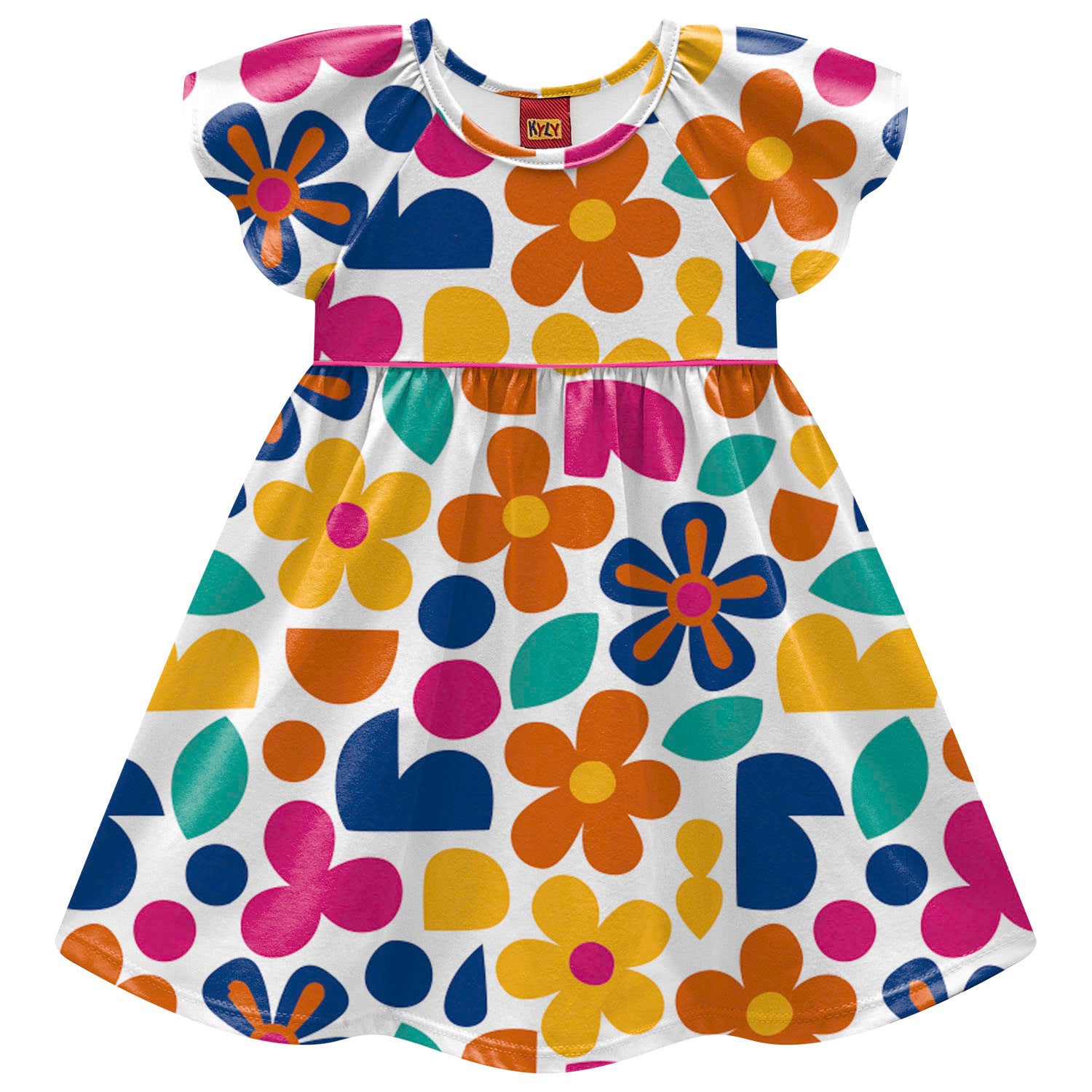 Vestido Infantil Feminino Kyly Floral Retrô Algodão