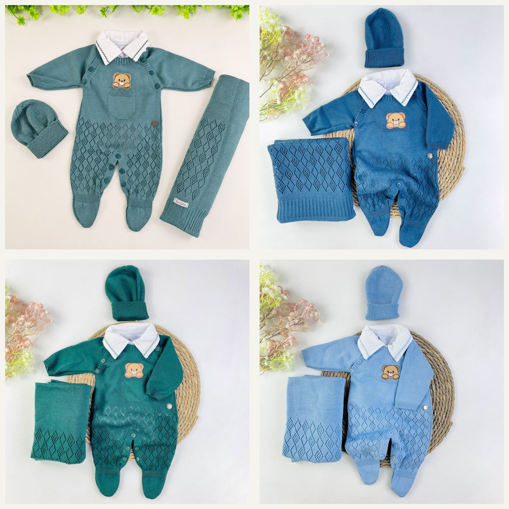 Saída de Maternidade Tamine Baby Marco Antonio 4 Pçs - Charme e Fofura em Tricot Premium