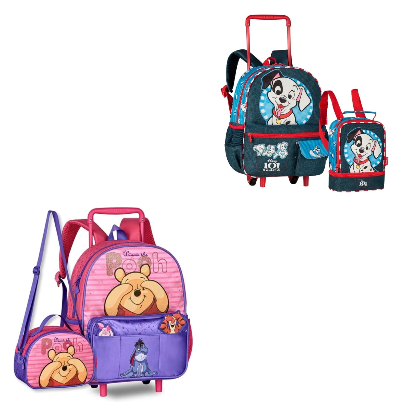 Kit Mochila Carrinho Lancheira Térmica Disney Clio Escolar
