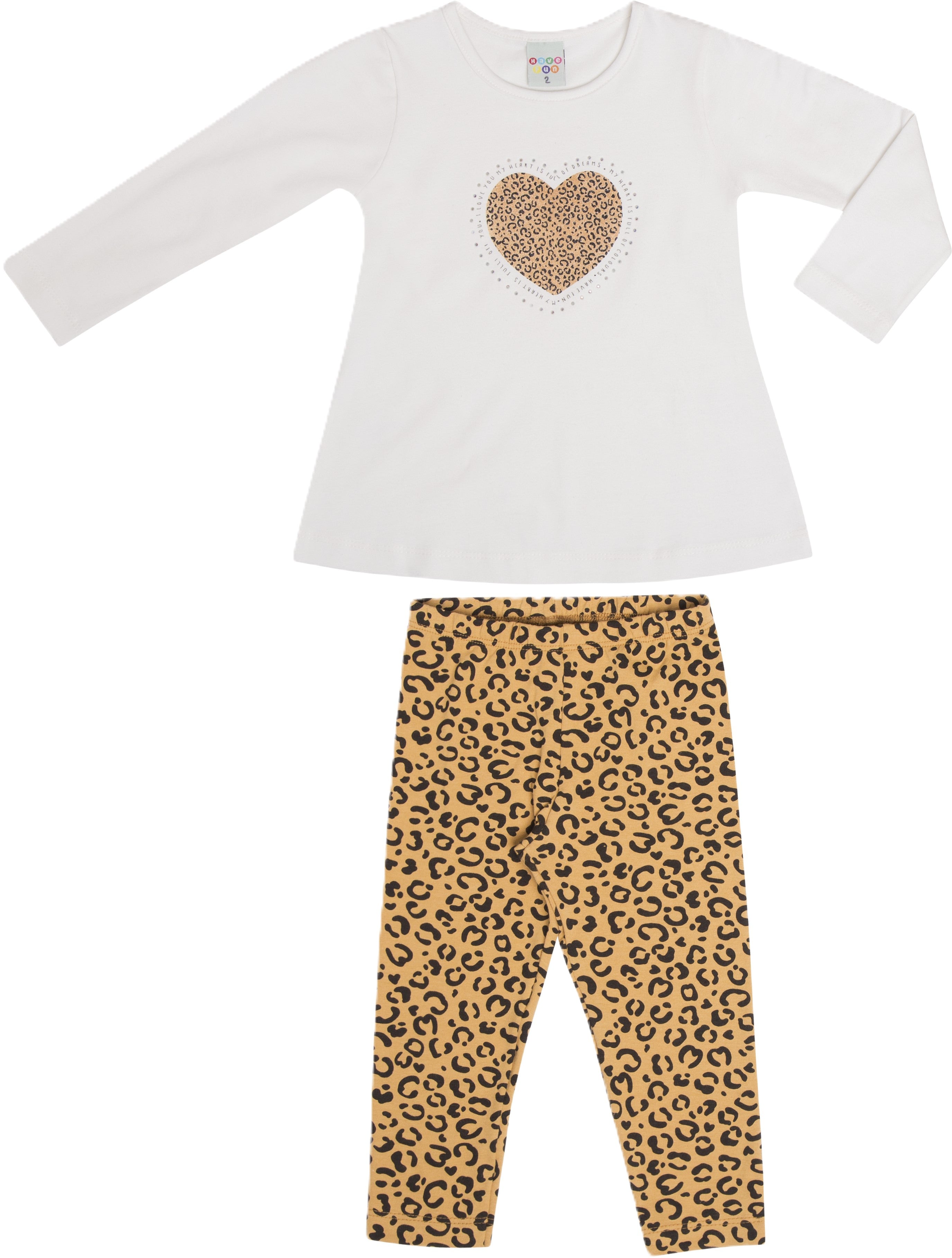 Conjunto Infantil Menina Have Fun Heart Spot Cotton 100% Algodão