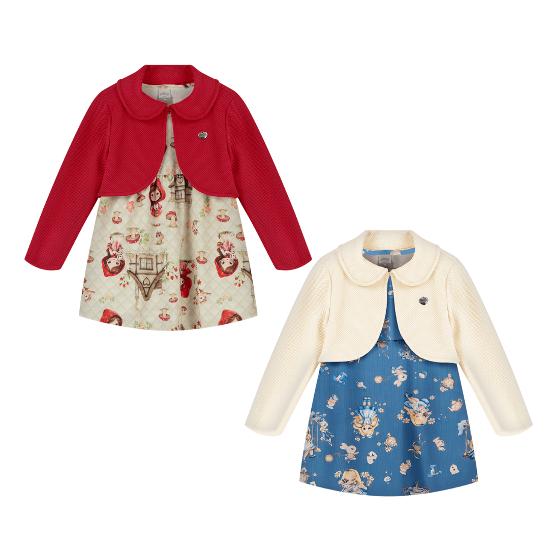 Vestido Infantil Alakazoo com Bolero Manga Longa Malha Soft