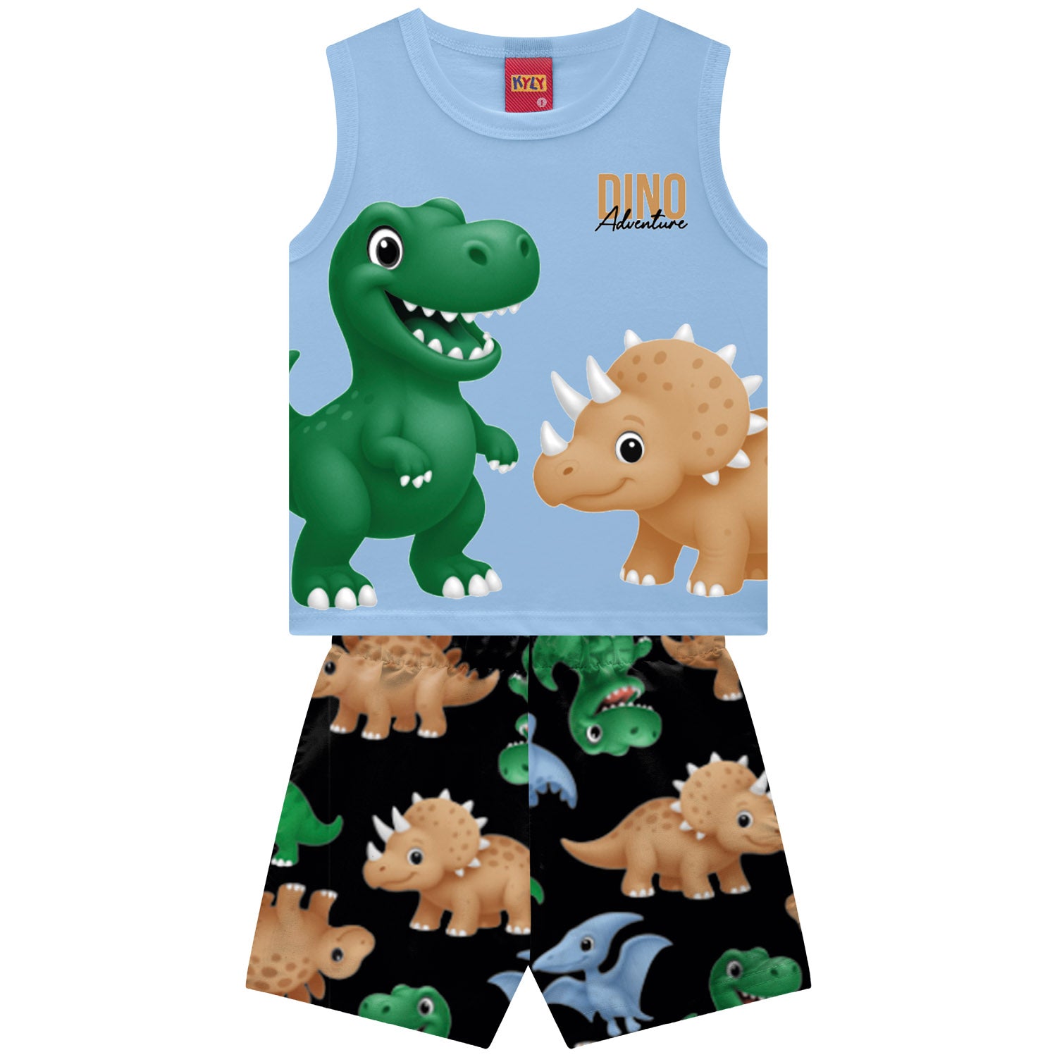 Conjunto Infantil Masculino Kyly Dino Adventure Regata e Bermuda