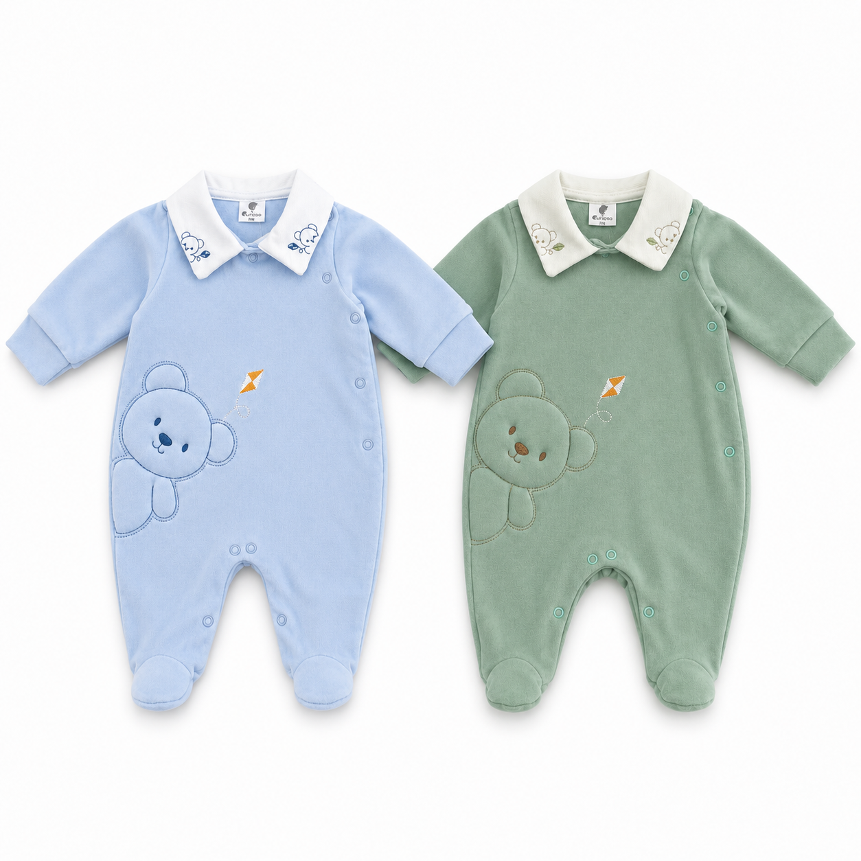 Macacão Infantil Masculino Longo Suedine Urso Pipa Curioso
