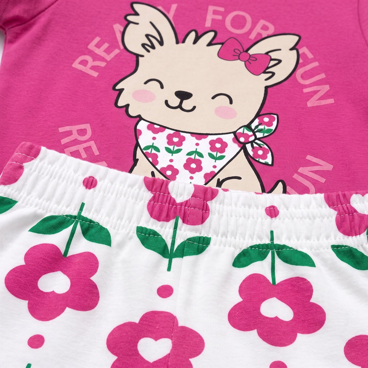 Conjunto Infantil Feminino Kyly Cachorrinha Ready For Fun Camiseta e Shorts