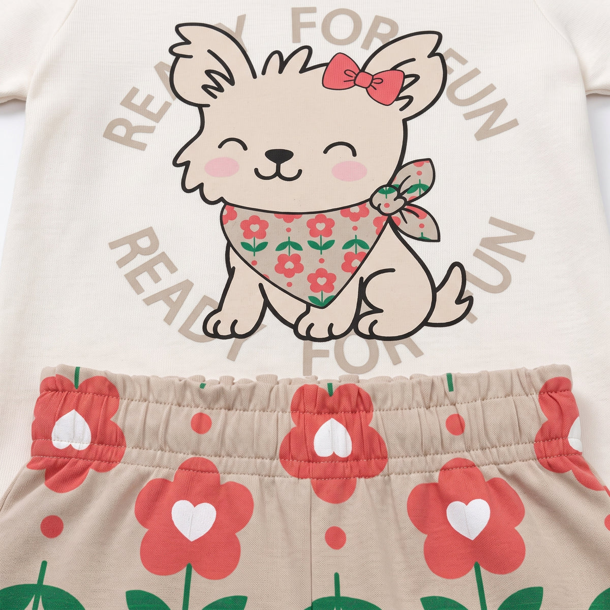 Conjunto Infantil Feminino Kyly Cachorrinha Ready For Fun Camiseta e Shorts