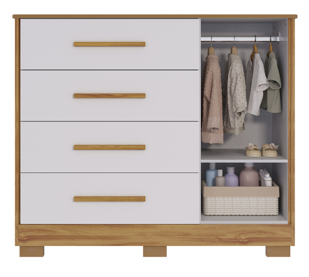 Cômoda Charlô Peroba Lisa 1 Porta – 100% MDF