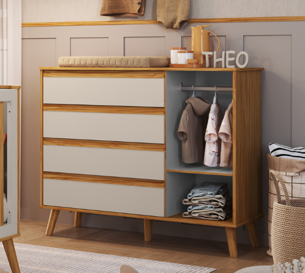 Cômoda Theo Peroba Lisa 1 Porta