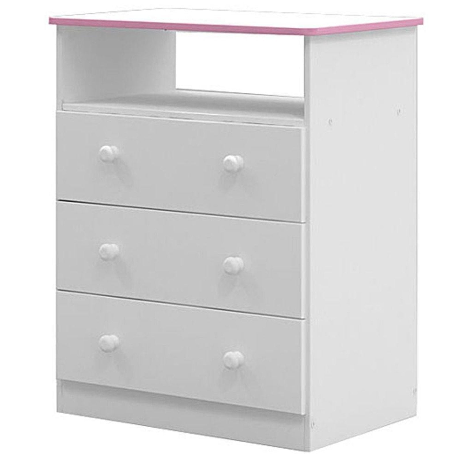 Cômoda Smim Friso Peroba Branco/rosa