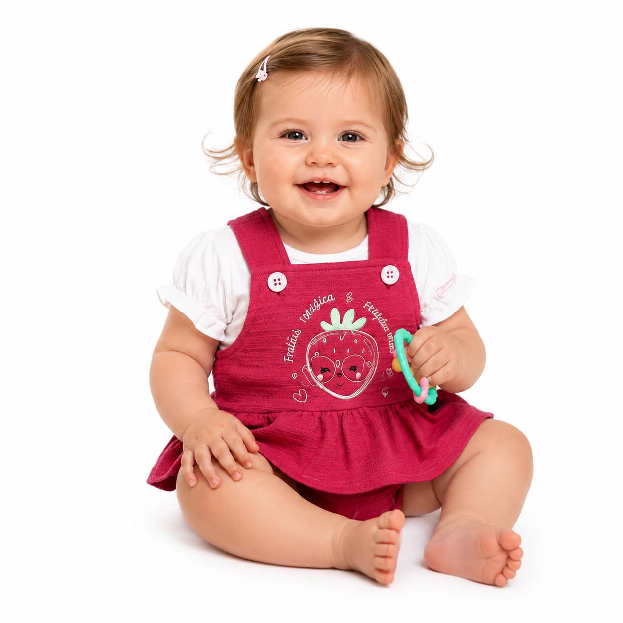 Conjunto Feminino Presente de Anjo Romper Coupé com Bordado