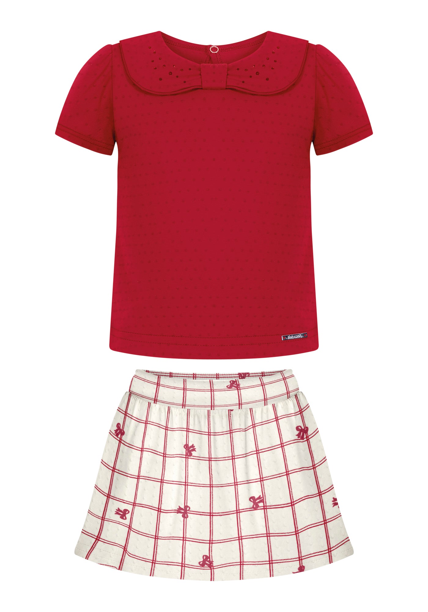 Conjunto Infantil Feminino Alakazoo Gola Lacinho com Strass