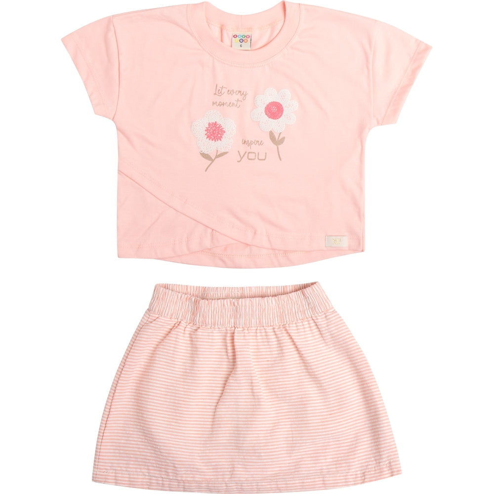 Conjunto Infantil Feminino Have Fun Inspire You Blusa e Saia Short