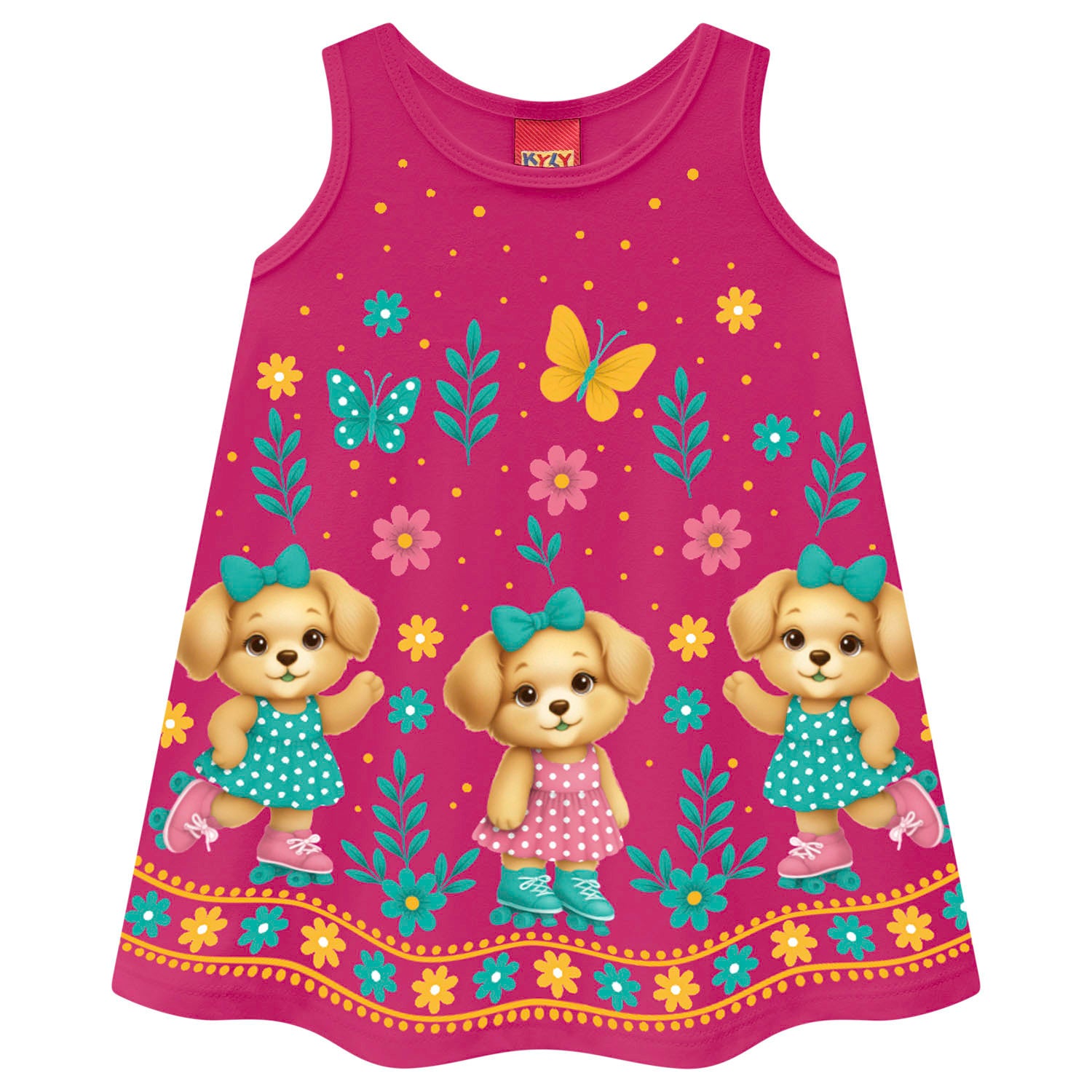 Vestido Infantil Kyly Cachorrinha de Patins Meia Malha