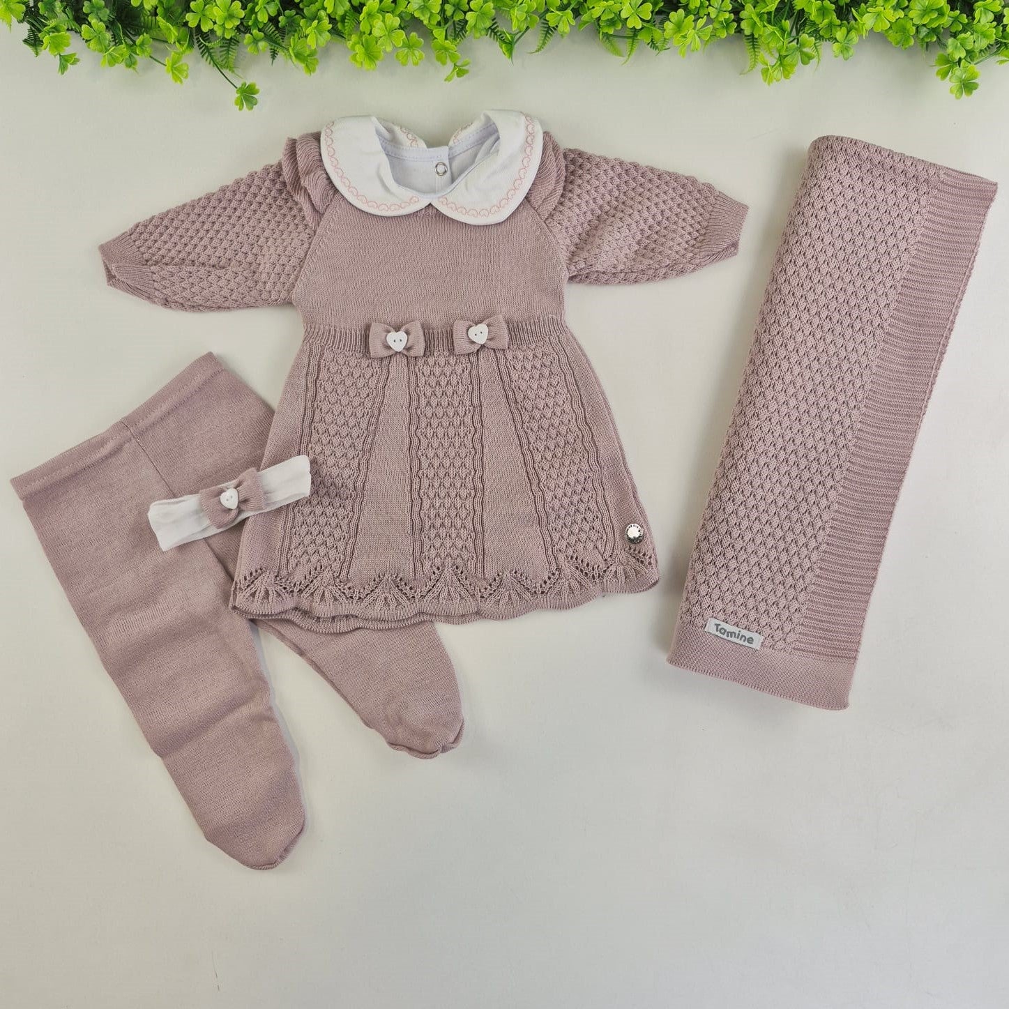 Saída de Maternidade Tamine Baby Lívia Maria 5 Pçs - Charme de Princesa em Vestido de Tricot Premium