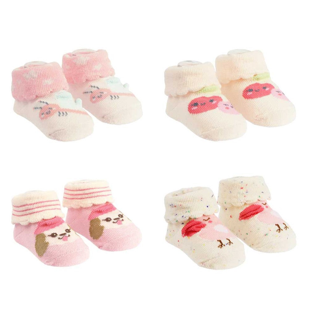 Meia Infantil Feminina Pimpolho Lúdica com Detalhes 3D Recém-Nascido