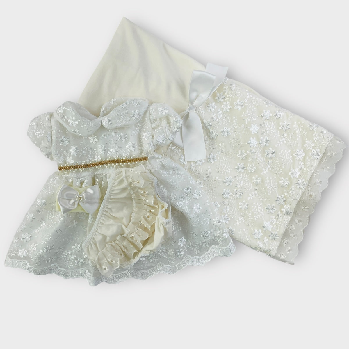 Saída De Maternidade Djiele Renda Delicada 4 Peças