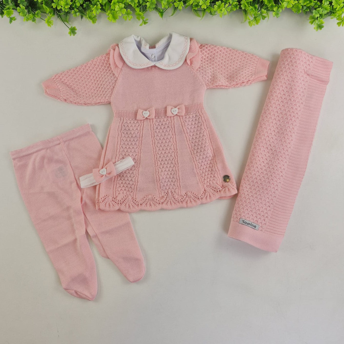 Saída de Maternidade Tamine Baby Lívia Maria 5 Pçs - Charme de Princesa em Vestido de Tricot Premium
