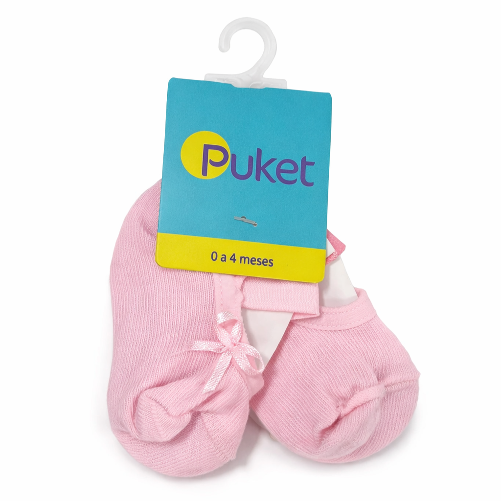Meia Puket Bebê Com Lacinho Lisa Boneca Sapatilha Festa