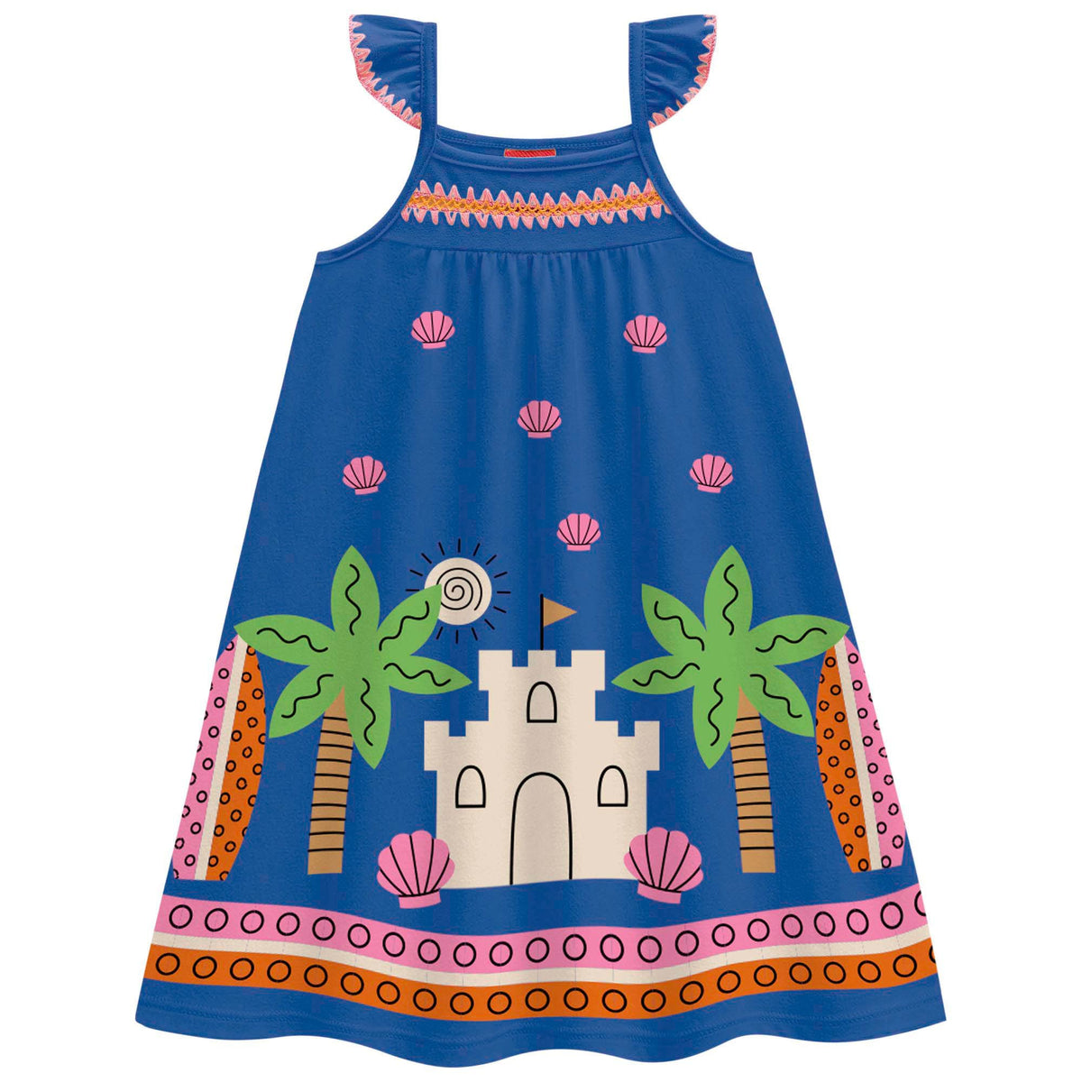 Vestido Infantil Feminino Kyly Castelinho de Areia em Algodão