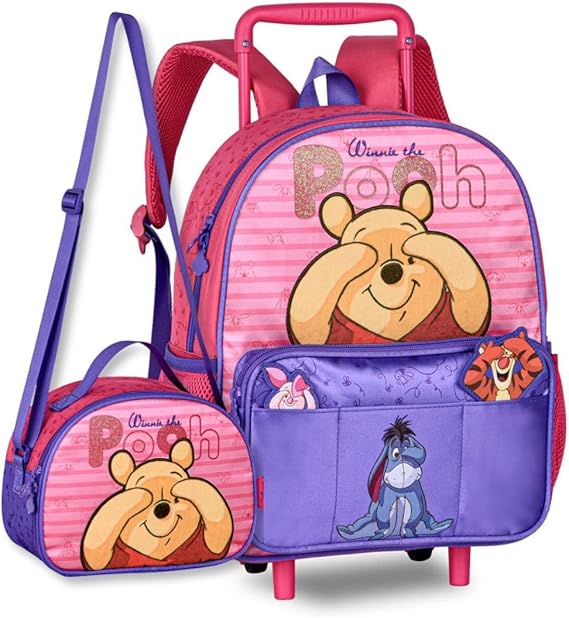 Kit Mochila Carrinho Lancheira Térmica Disney Clio Escolar