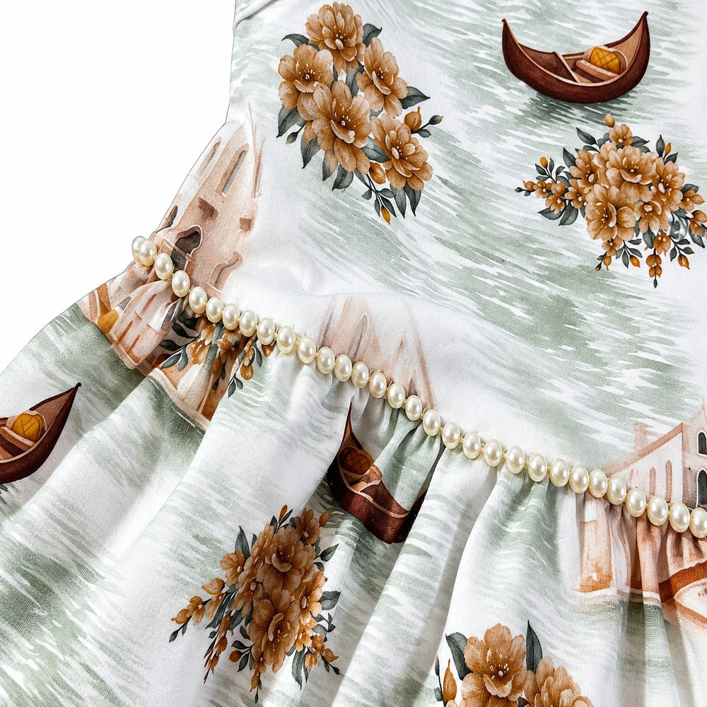 Vestido Infantil Feminino Milon Estampado Cotton com Pérolas