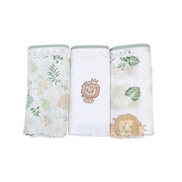 Kit Fralda Bebê 70x68 Dengo Enxoval Unissex 3 Peças