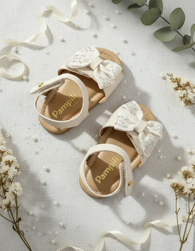 Sandália de Bebê Pampili Nana com Laço e Strass