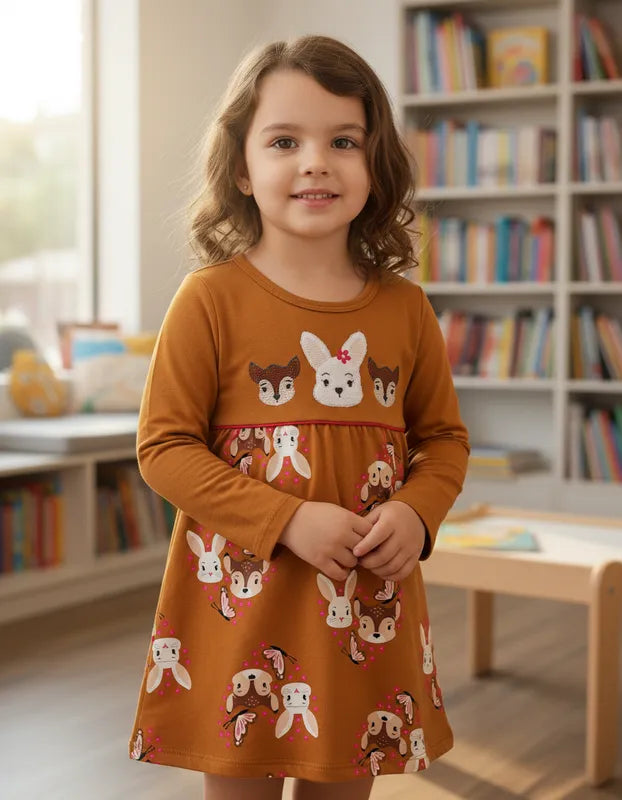 Vestido Infantil Kyly Manga Longa Coelhinho Inverno