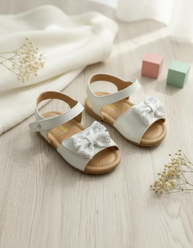 Sandália de Bebê Pampili Nana com Laço e Strass