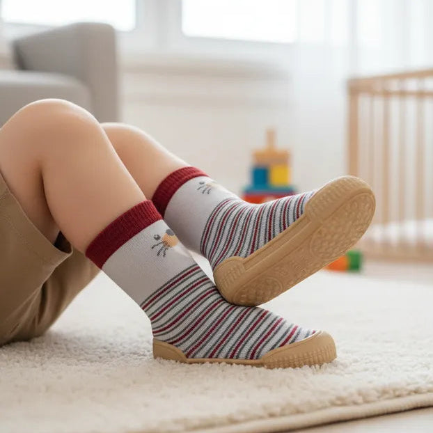 Meia Com Sola Infantil Pimpolho Antiderrapante Masculina