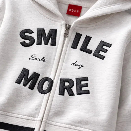 Conjunto Moletom Infantil Feminino Kyly Smile More com Capuz e Zíper