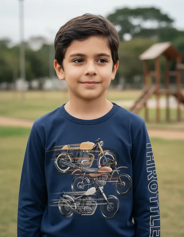 Camisa Infantil Kyly Manga Longa Moto Menino Inverno
