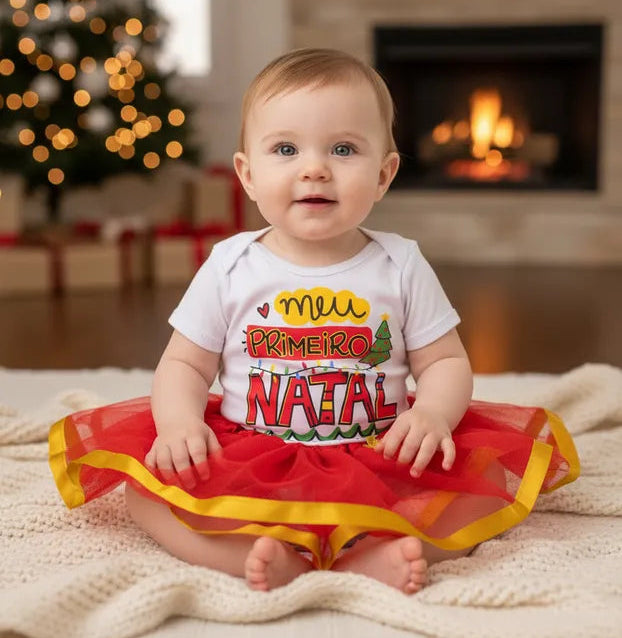Conjunto Body e Saia Meu Primeiro Natal Babykut
