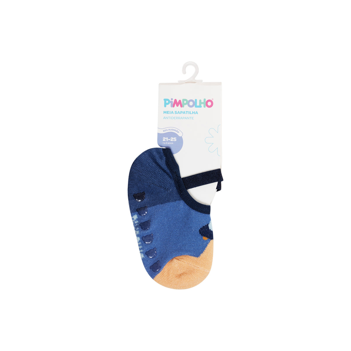 Meia Sapatilha Infantil Masculina Pimpolho Colorida Antiderrapante de 1 a 3 Anos