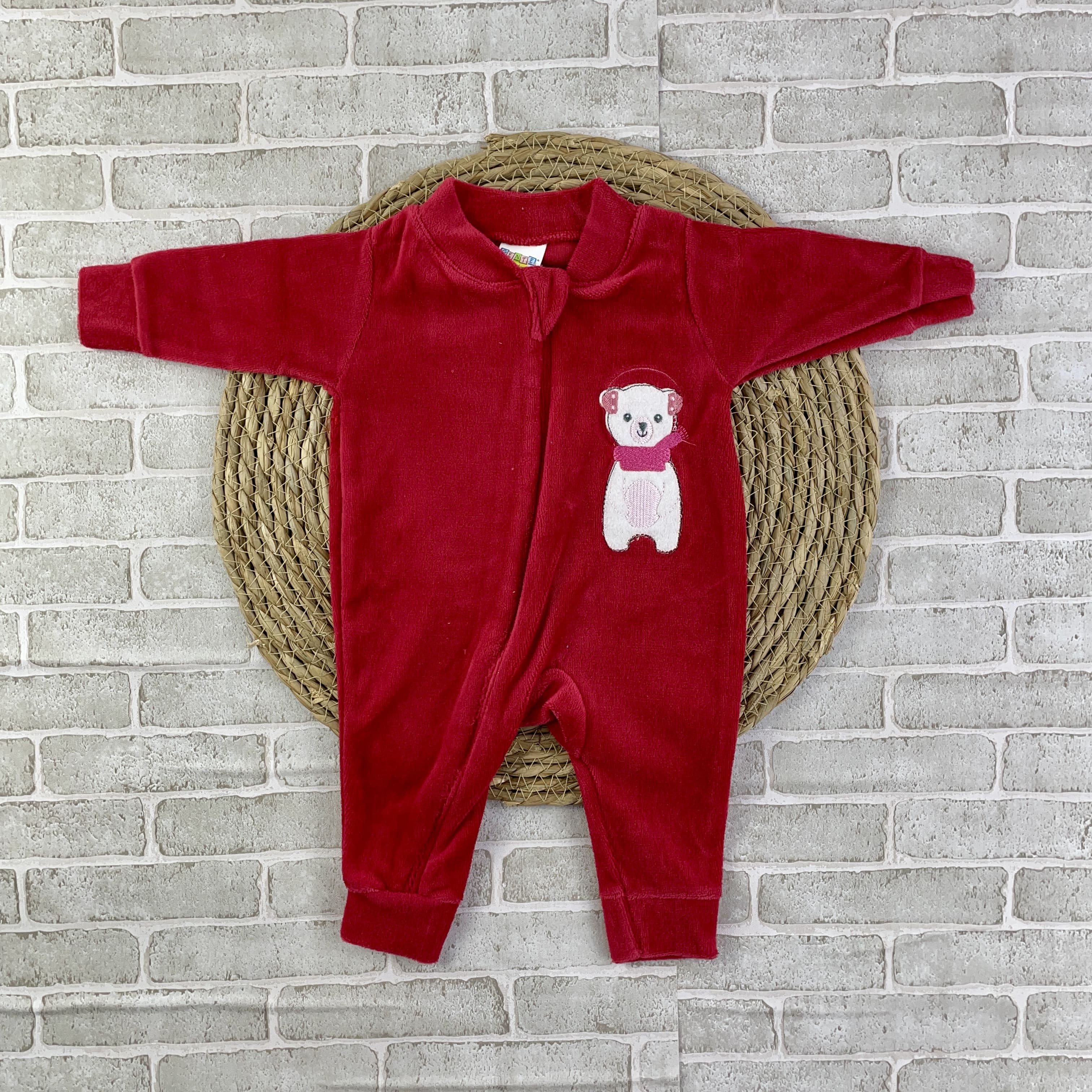 Macacão Bebê Plush Gente Miúda Bordado com Zíper Confortável Infantil