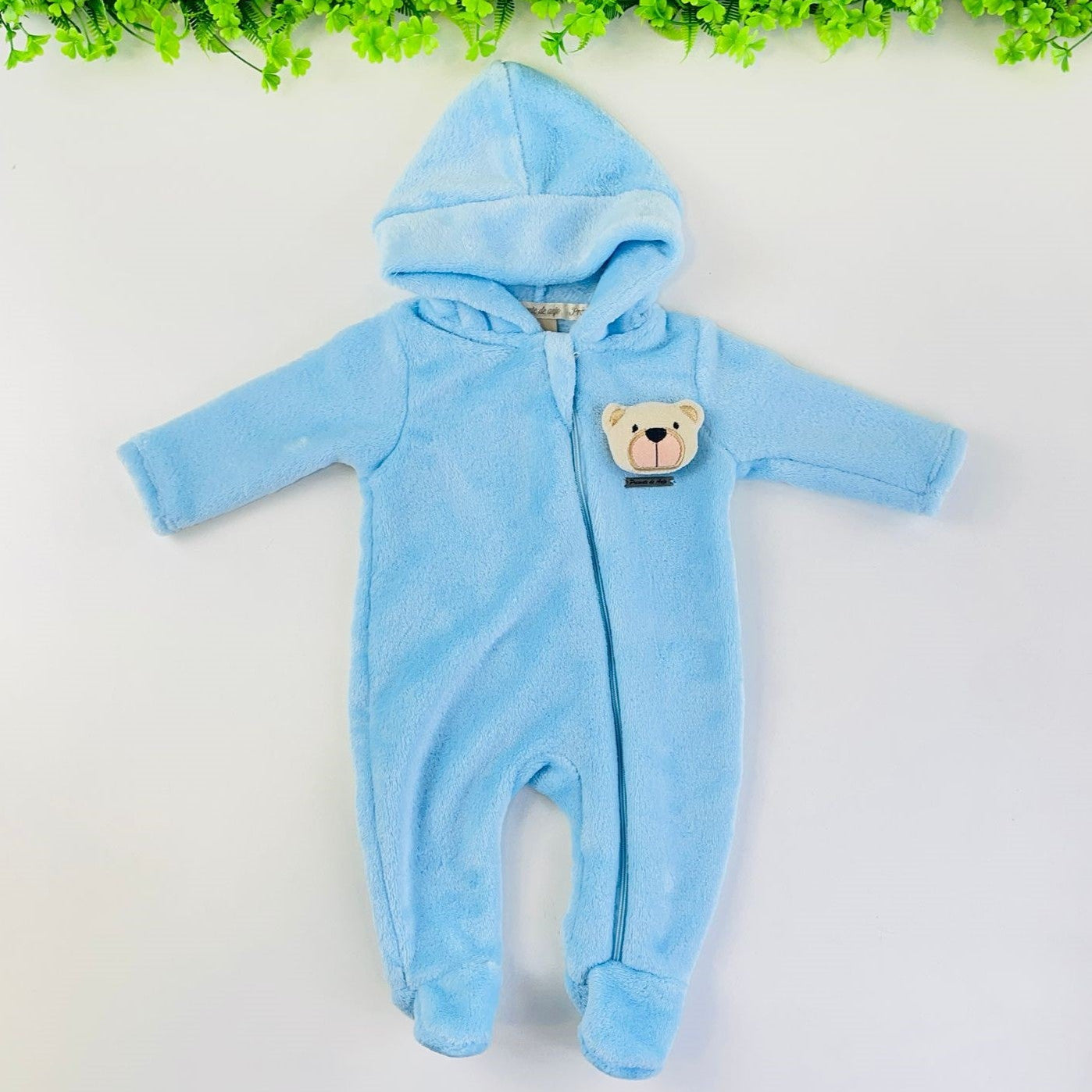Macacão Longo Bebê Presente de Anjo Peluciado com Capuz Inverno