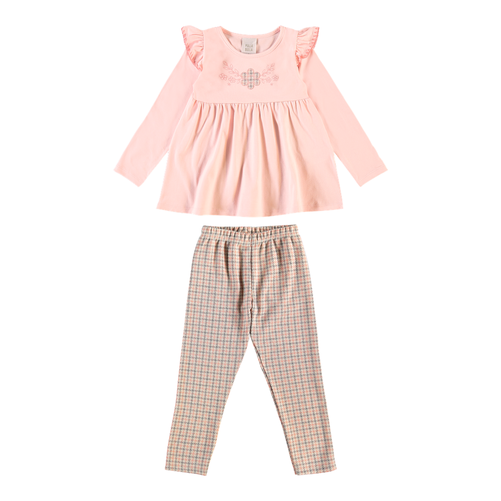 Conjunto Infantil Feminino Pulla Bulla Flor Bordada - Conforto, Estilo e Delicadeza Clássica