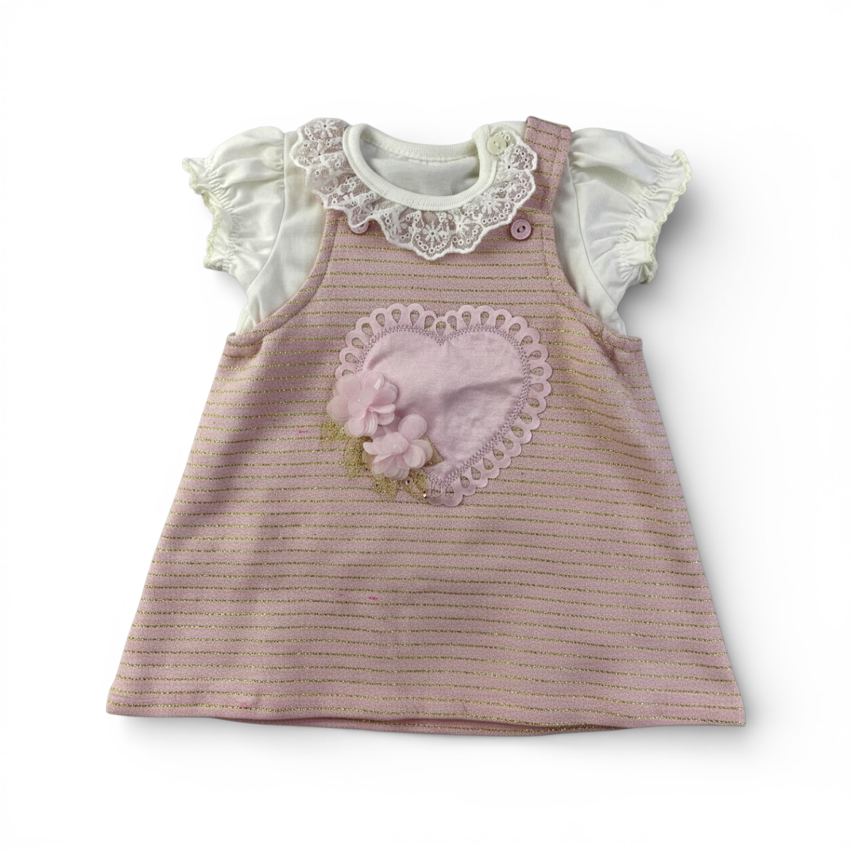 Vestido Infantil Brokinha Coração com Blusa