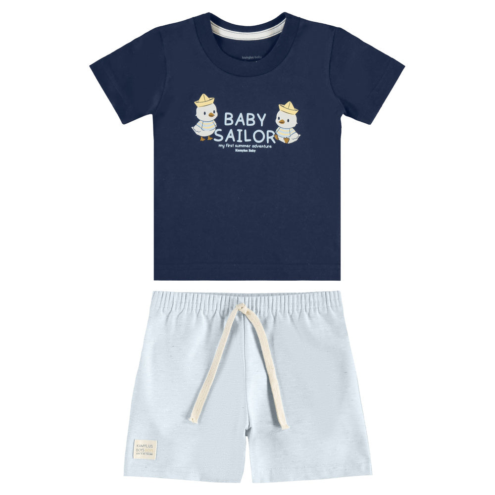 Conjunto Bebê Masculino Kamylus Baby Sailor Estampa Patinho