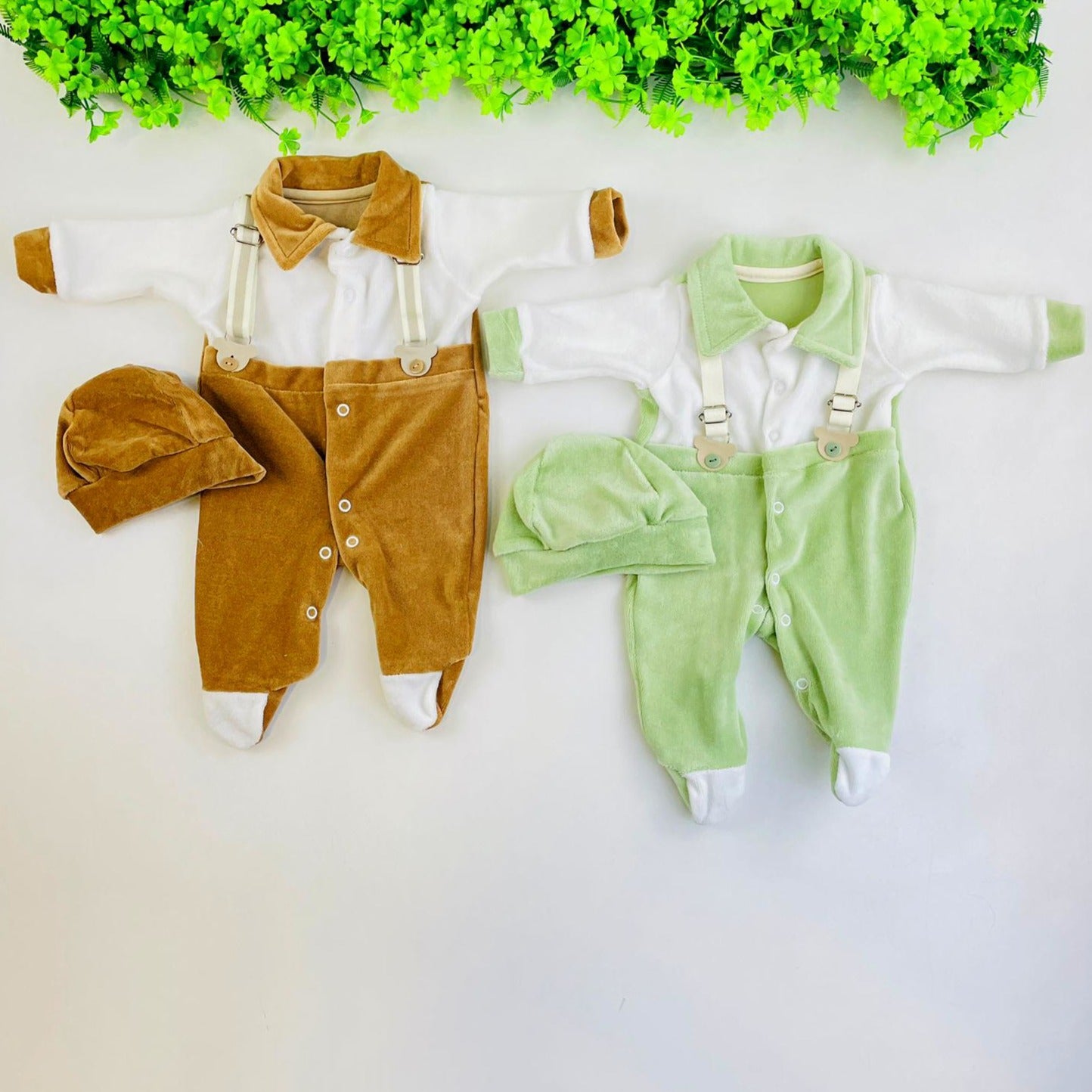 Macacão Bebê Masculino Djiele Suspensório com Touca Plush Inverno