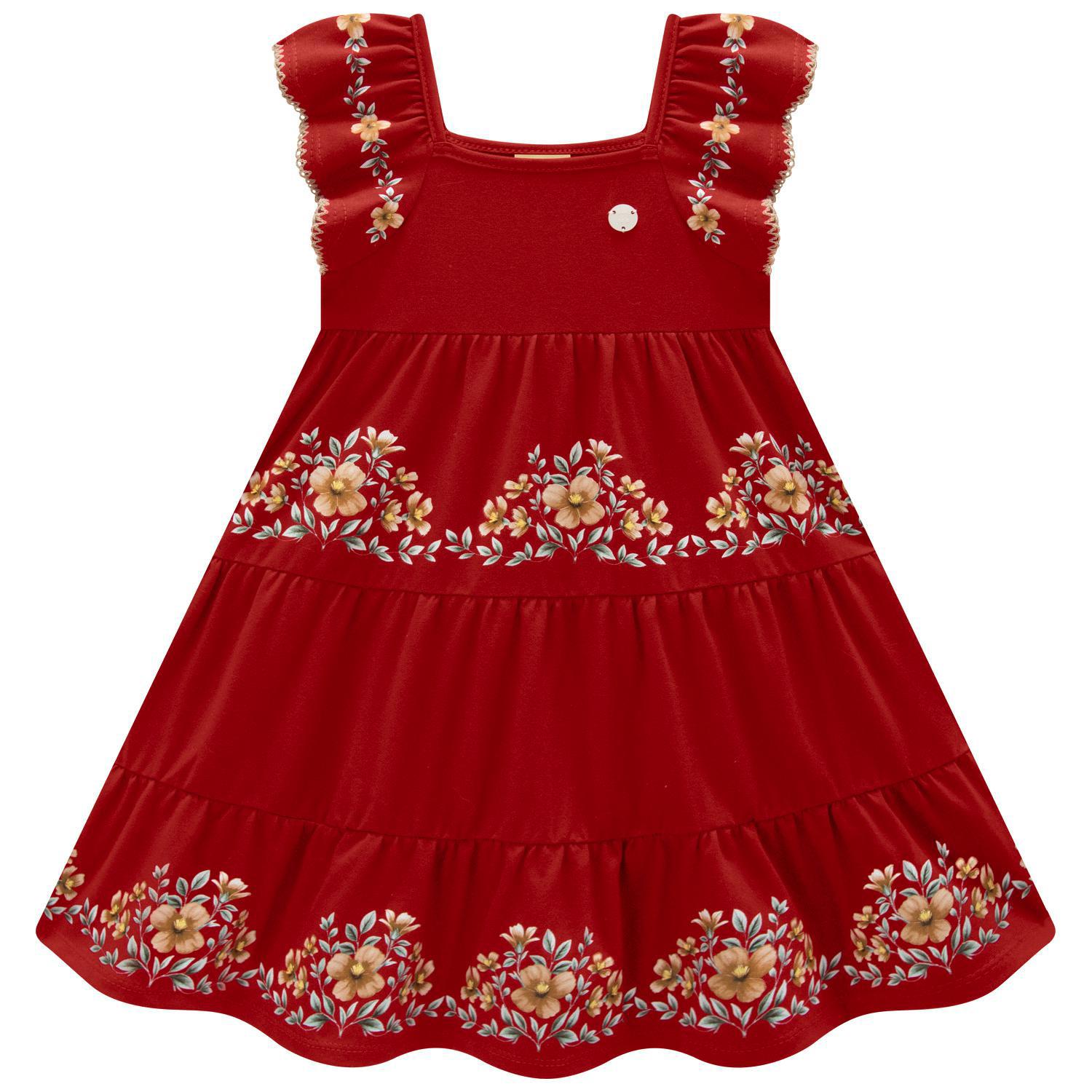 Vestido Infantil Milon Floral com Babados
