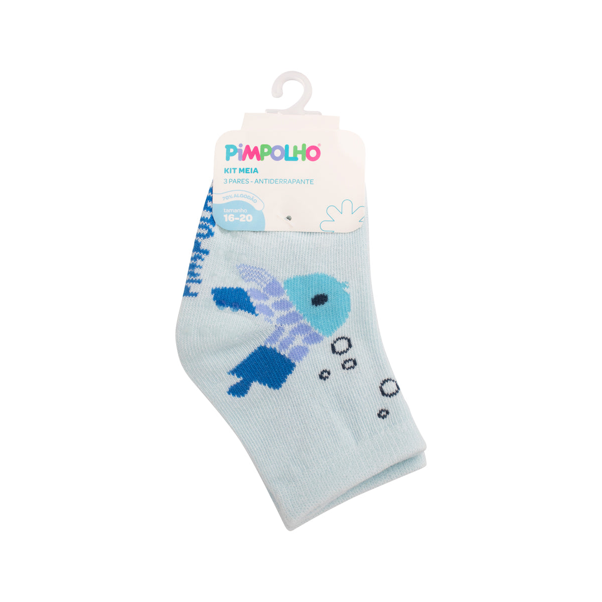 Kit Meia Infantil Masculina Colorida Pimpolho Antiderrapante c/ 3 Pares