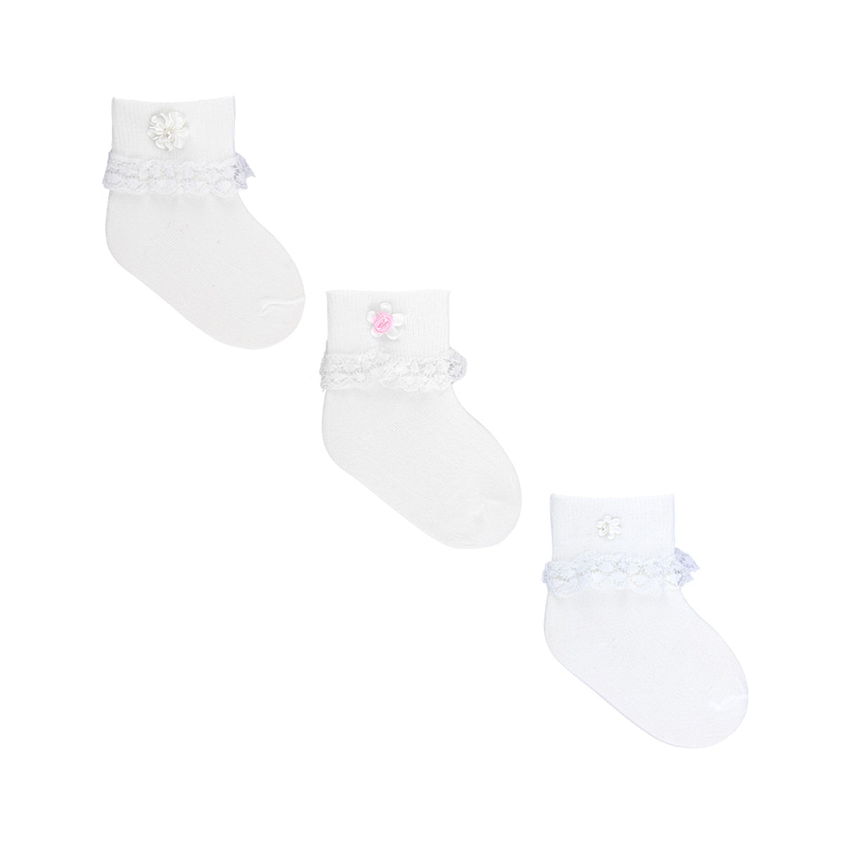 Meia Festa Feminina Pimpolho Poliamida com Renda e Aplicações