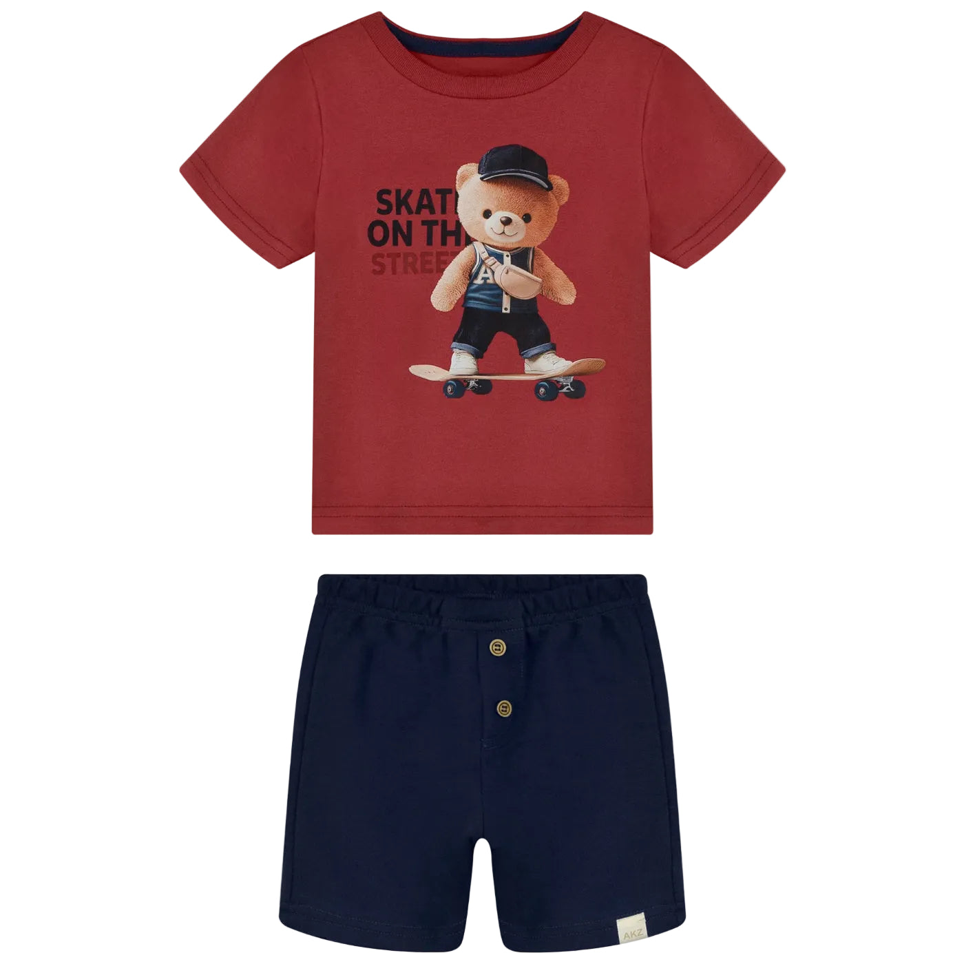 Conjunto Infantil Masculino Alakazoo Ursinho Skate Casual