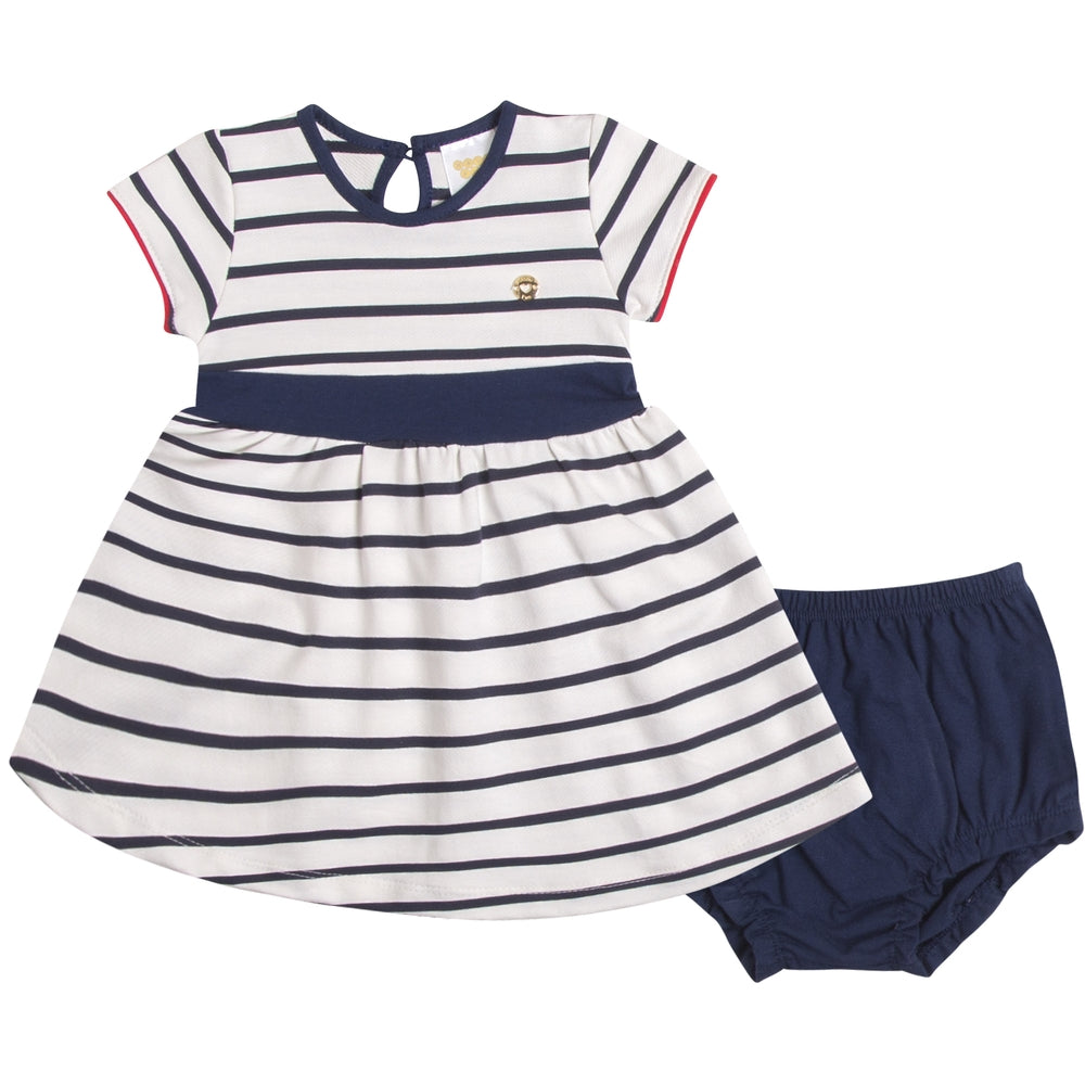 Vestido Infantil Feminino Have Fun Navy com Tapa-Fralda